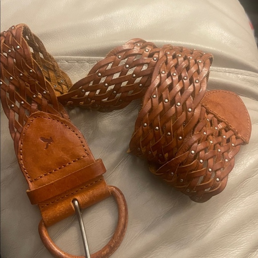AMERICAN EAGLE OUTFITTERS Sz S/M  Genuine Leather Braided Studs Belt wide